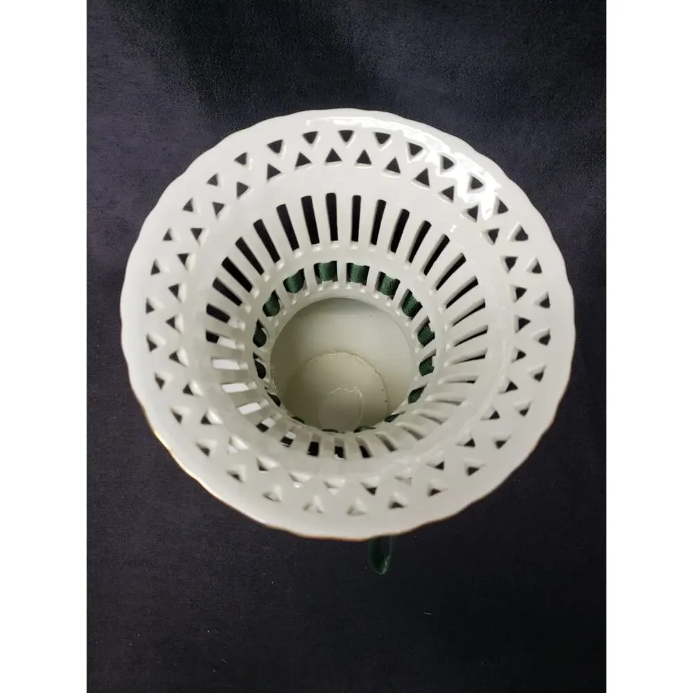 Formalities Holly Collection Latticework Porcelain Christmas Vase Gold Trim 10